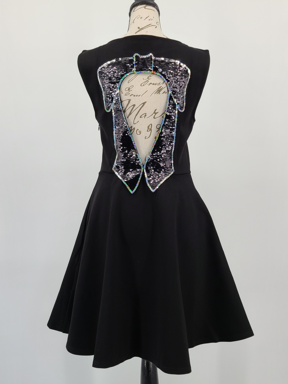 ModCloth Open Back Sequin Bow A Line Mini Dress Size Medium